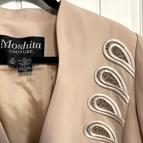 Vintage Moshita Couture Beaded Jacket 20 Champagne Evening Statement Glam Deco - Picture 12 of 13